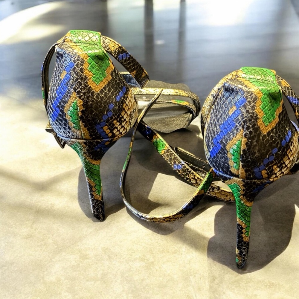 Mix No. 6 Snakeskin Strappy Heels - Animal Print